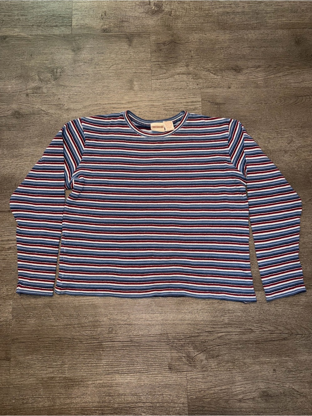 Womens's Striped Long-Sleeve Knit Sweater - Blue/Red/White